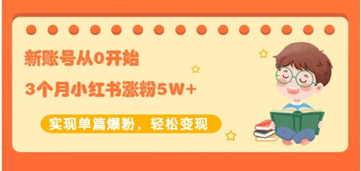 新账号从0开始3个月小红书涨粉5W 实现单篇爆粉，轻松变现（干货）-森哥资源库