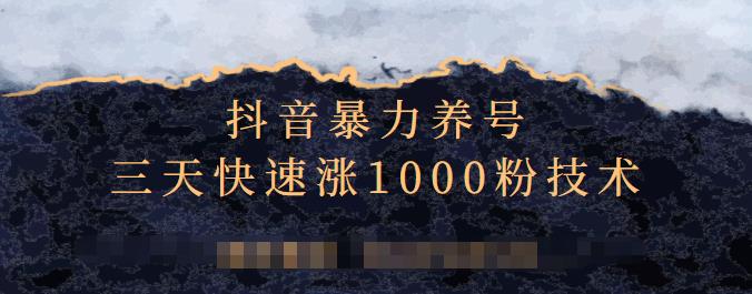 抖音暴力养号，三天快速涨1000粉技术【视频课程】-森哥资源库