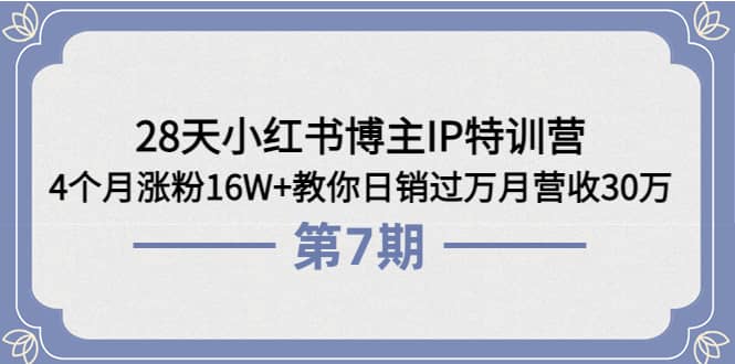 28天小红书博主IP特训营《第6+7期》4个月涨粉16W+教你日销过万月营收30万-森哥资源库