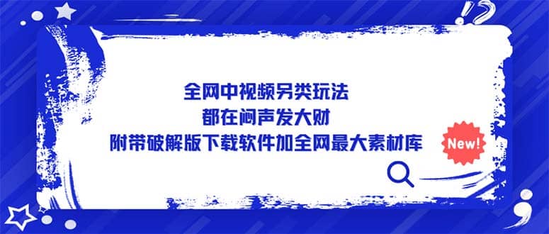 全网中视频另类玩法，都在闷声发大财，附带下载软件加全网最大素材库-森哥资源库