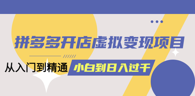 拼多多开店虚拟变现项目：入门到精通 从小白到日入1000（完整版）6月13更新-森哥资源库