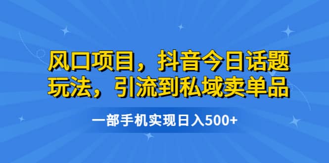 风口项目，抖音今日话题玩法，引流到私域卖单品，一部手机实现日入500+-森哥资源库